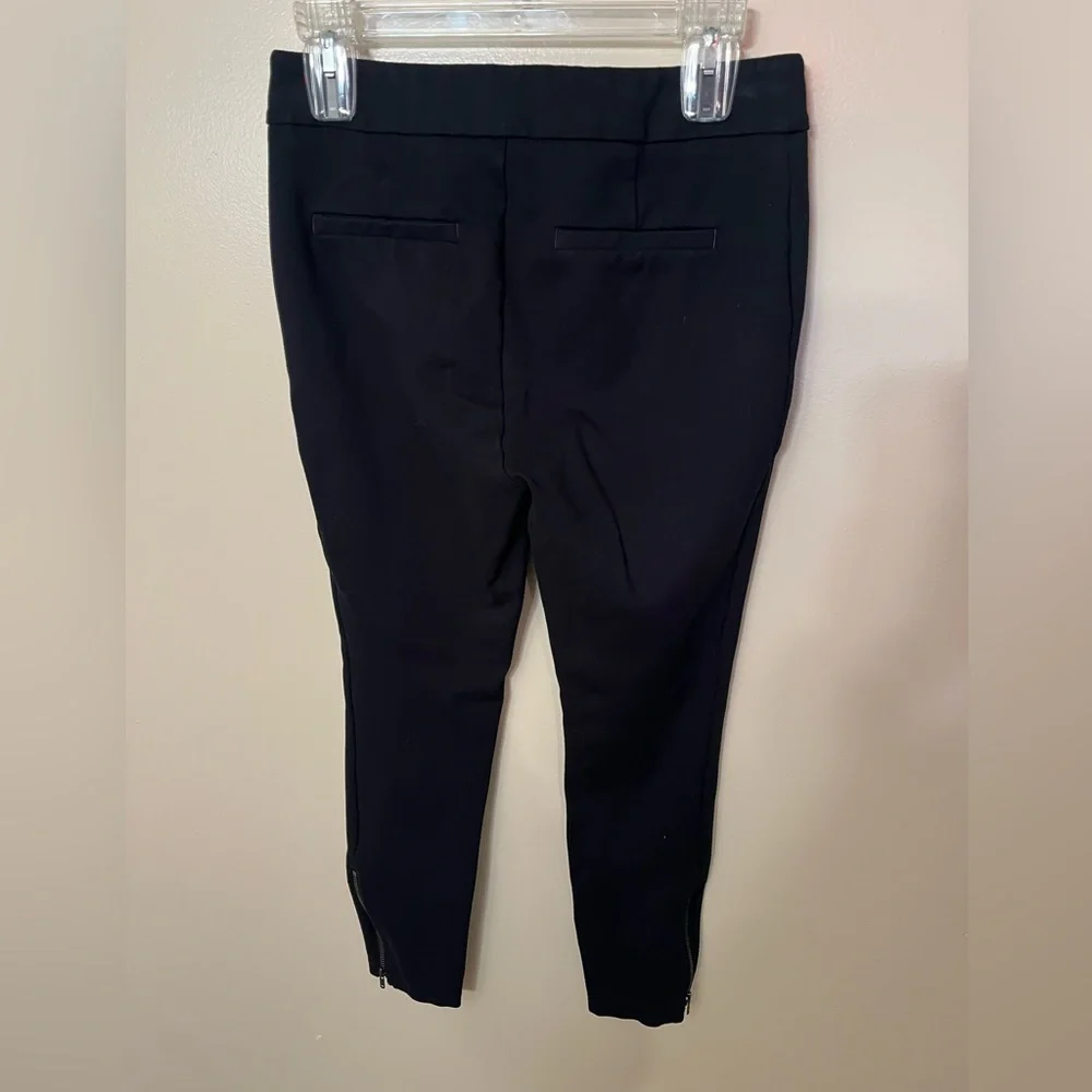 Anthropologie Black The Essential Slim Zipper Bottom Pants Az 4P EUC